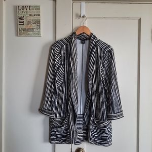Robert Louis Dress Cardigan, black and white striped, size 2x